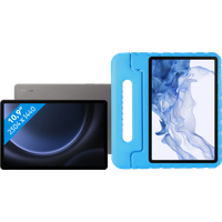 Koop Samsung Galaxy Tab S9 FE 128GB Wifi Grijs + BlueBuilt Kids Cover Blauw - 6151115485429